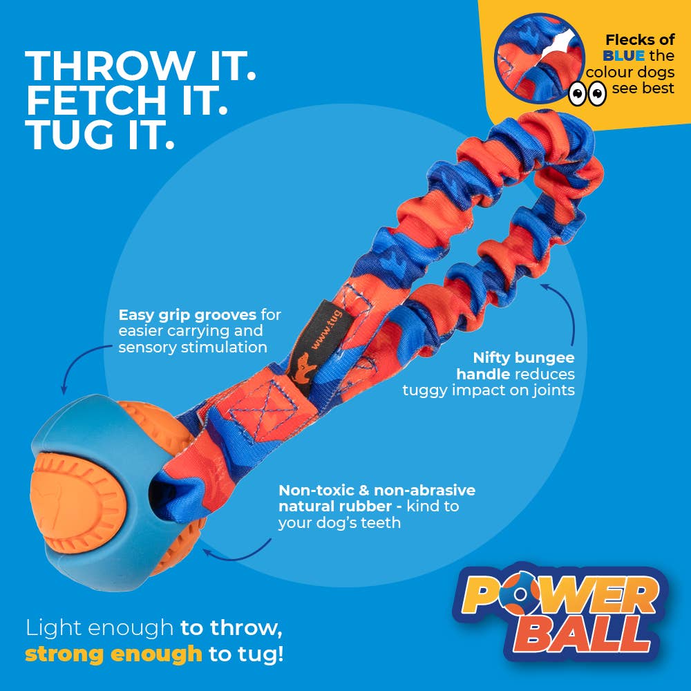 Pocket PowerBall Bungee Tug | Fetch Dog Toys | Tug-E-Nuff: Green Pattern