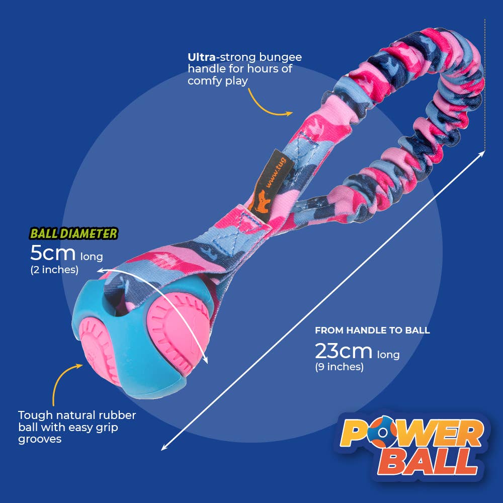 Pocket PowerBall Bungee Tug | Fetch Dog Toys | Tug-E-Nuff: Purple Pattern