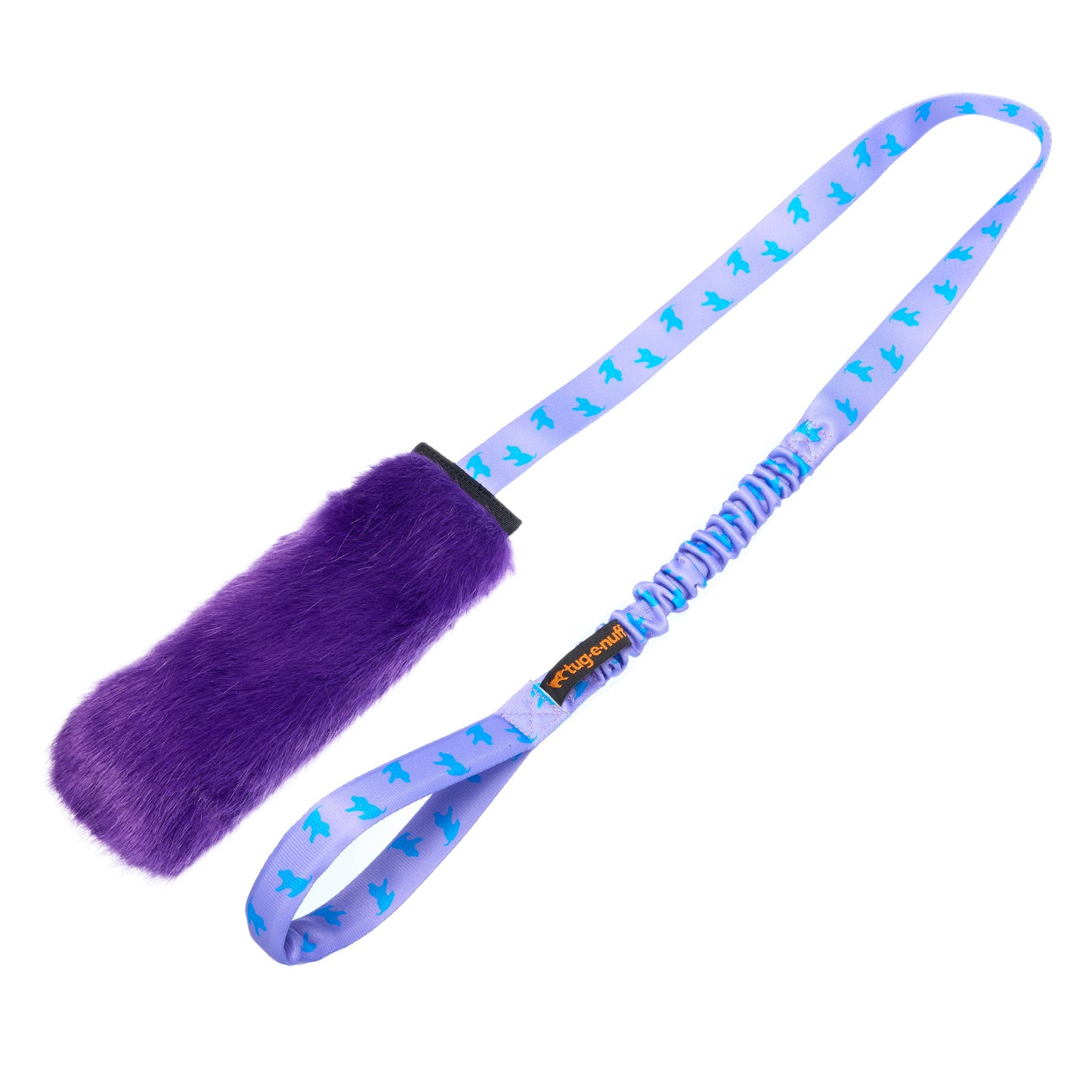 Faux Fur Squeaky Chaser Bungee Edition | Tug-E-Nuff: Teal Handle