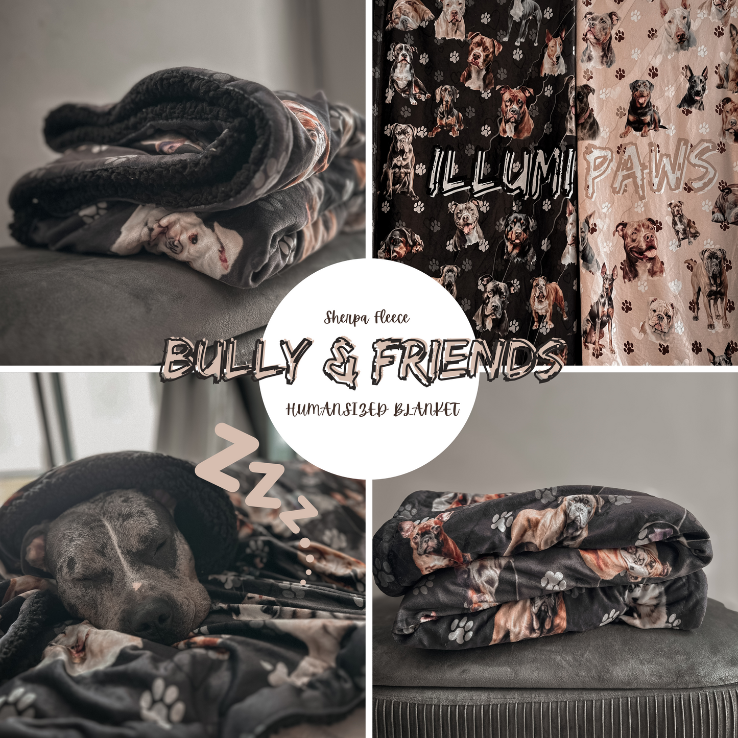 Bully & Friends Sherpa Blankies🐾🖤🤍