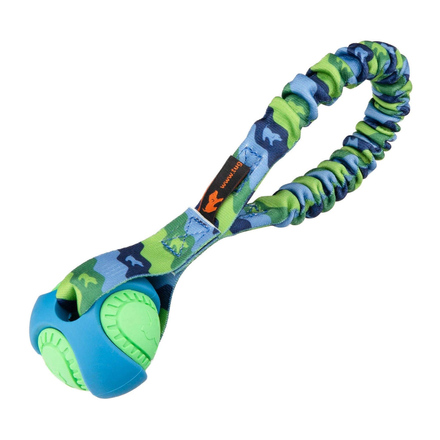 Pocket PowerBall Bungee Tug | Fetch Dog Toys | Tug-E-Nuff: Green Pattern