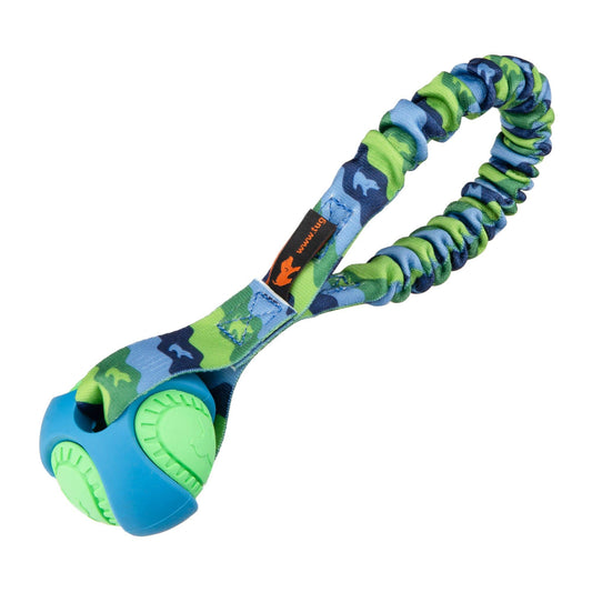 Pocket PowerBall Bungee Tug | Fetch Dog Toys | Tug-E-Nuff: Green Pattern